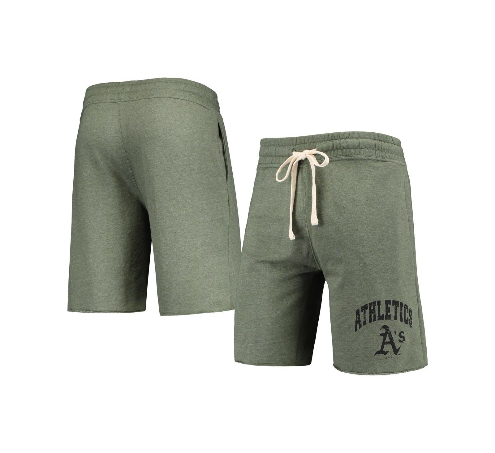 Men's Concepts Sport Heathered Olive Oakland Athletics Mainstream Tri-Blend Shorts