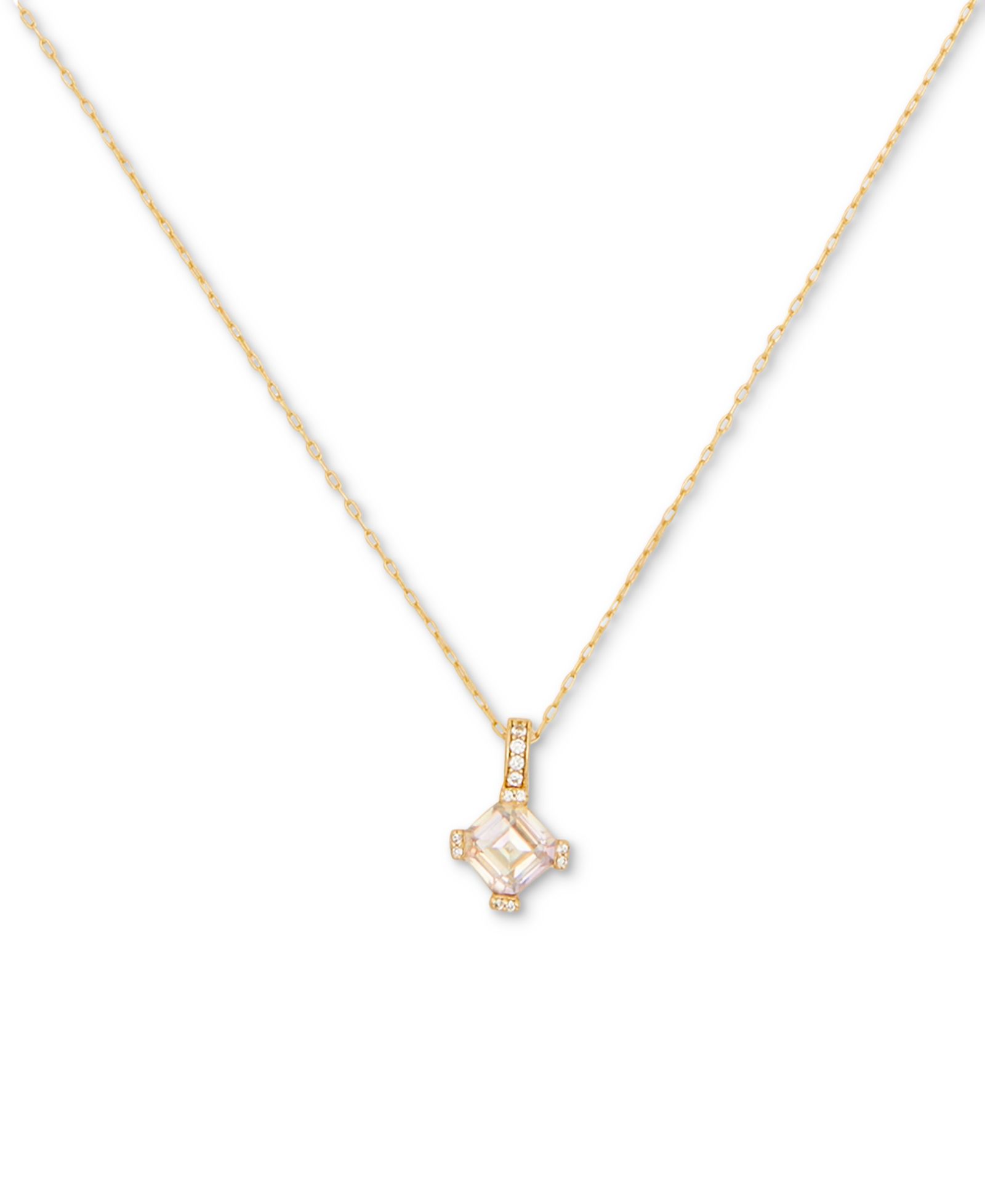 Kate Spade New York Pavé & Square Cubic Zirconia Mini Pendant Necklace, 16" + 3" extender