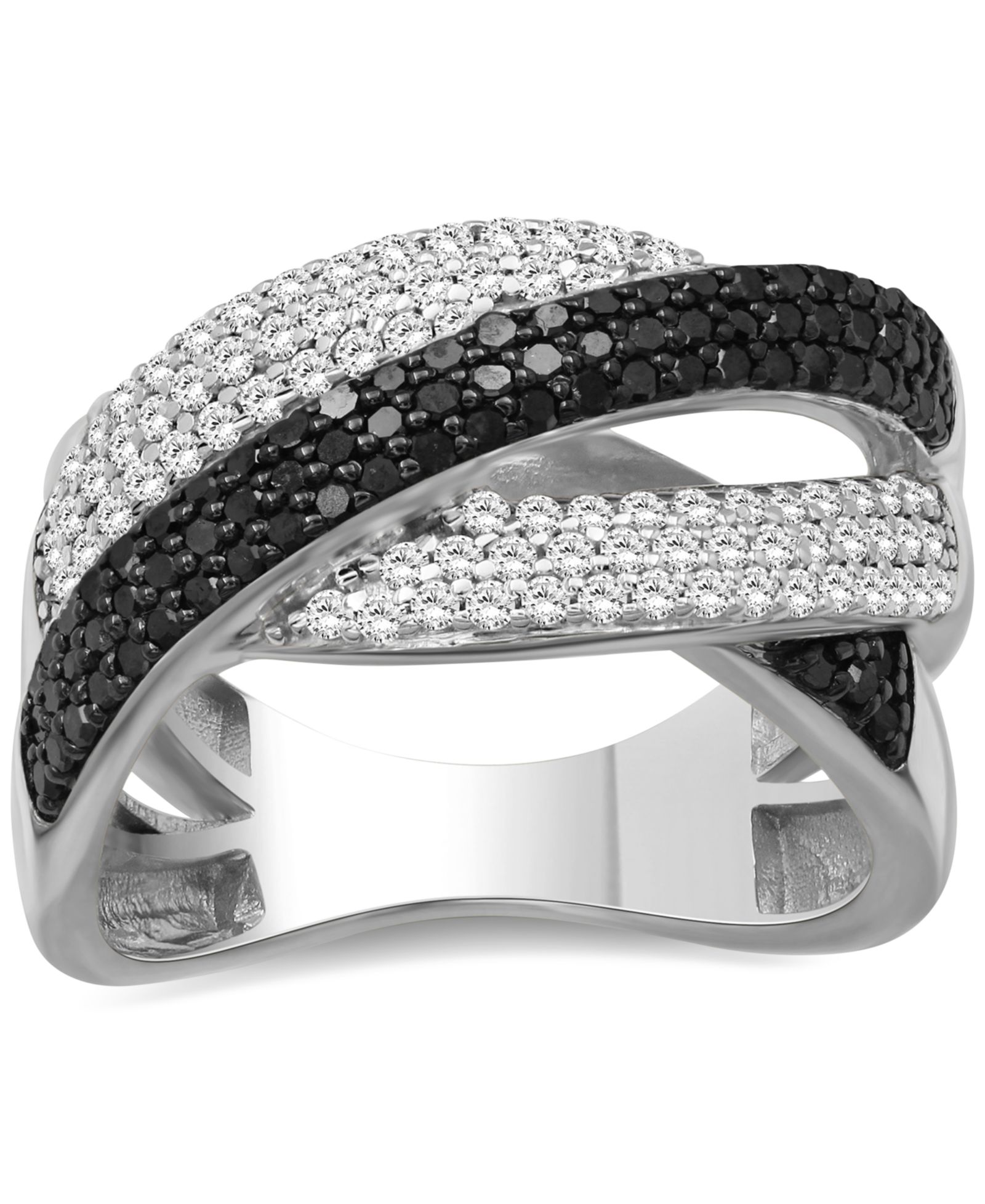 Кольцо Crossover Statement Black Diamond & White Diamond в стерлинговом серебре