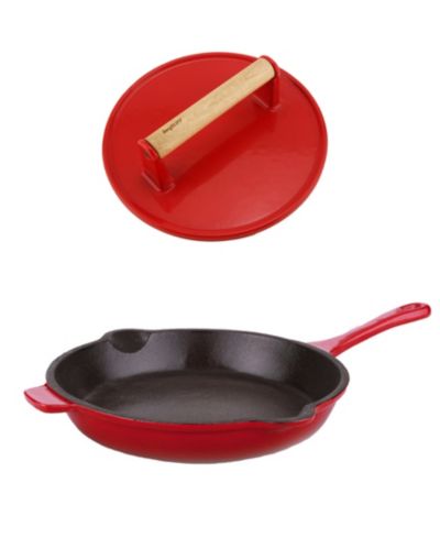 BergHOFF Neo 2pc Cast Iron 10" Fry Pan with Steak Press