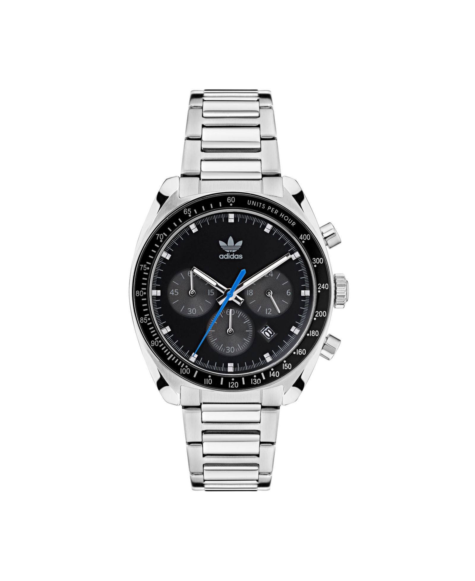 Часы adidas Unisex Three Hand Edition One Chrono Silver-Tone Stainless Steel Bracelet 40mm