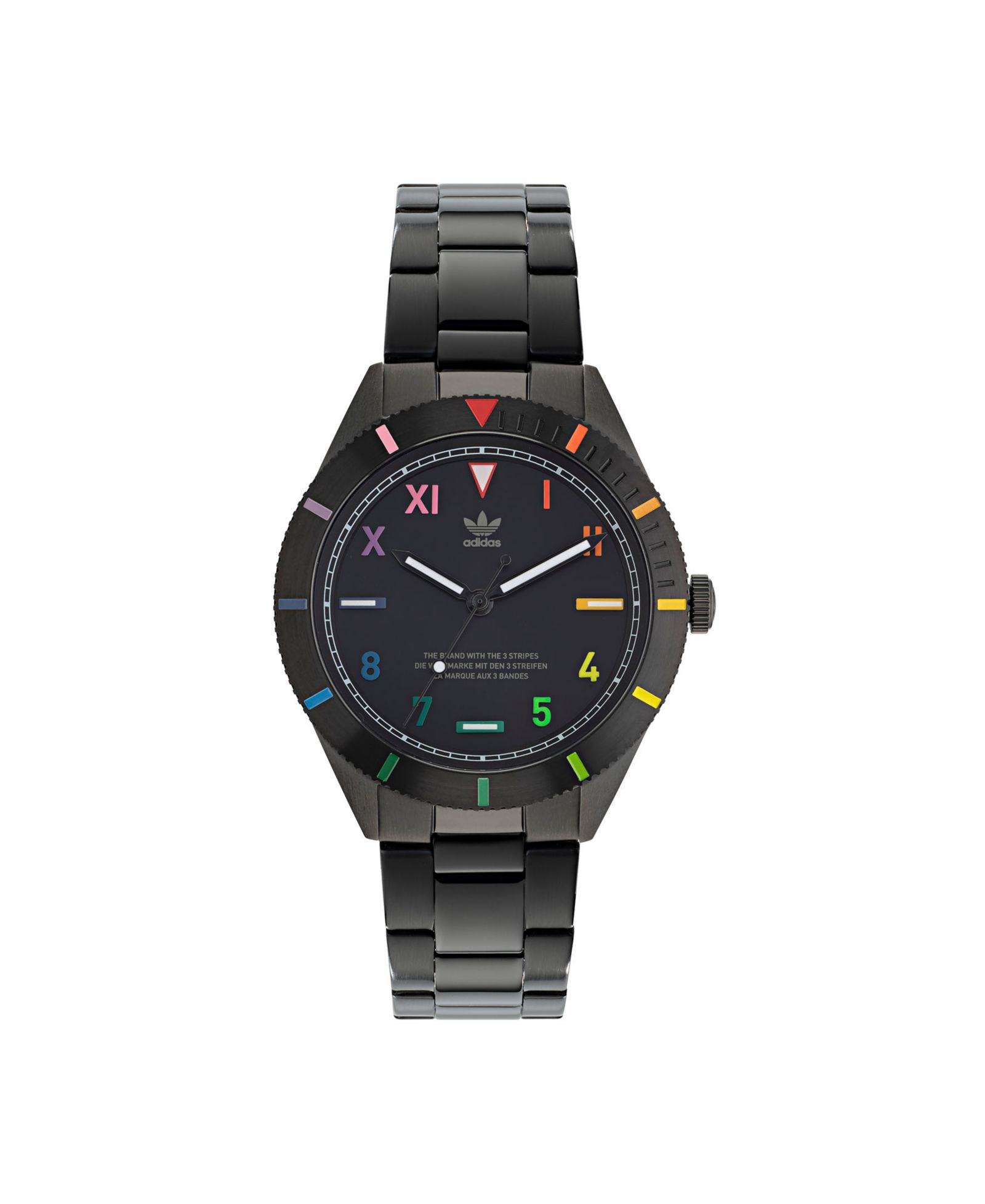 adidas Unisex часы Three Hand Edition с черным стальным браслетом, 41mm