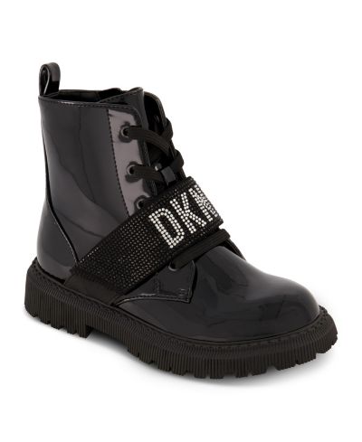 DKNY Little Girls Elastic Logo Strap Moto Boots