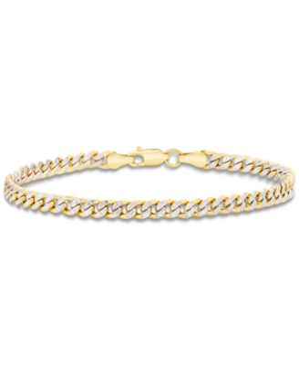 Double-Sided Cuban Link Chain Bracelet (4.5mm) in 10k Two-Tone Gold
