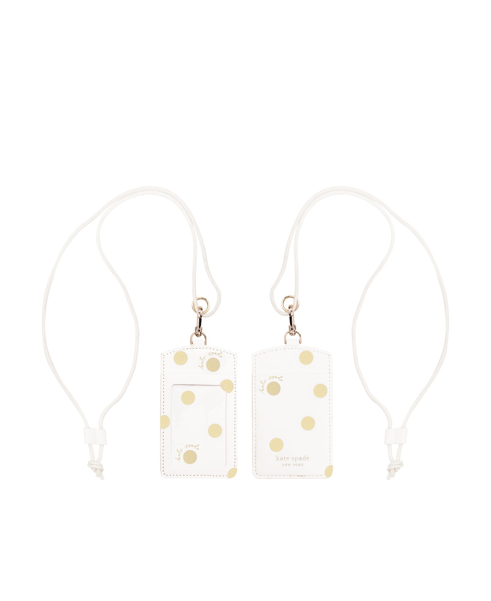 Кошелек-холдер Kate Spade ID, белый с золотыми горошком