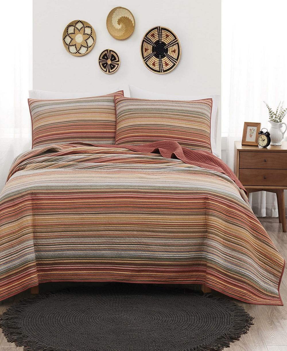 Комплект стеганых одеял Brooklyn Loom Sunset Stripe Yarn Dye 3 Piece, Full/Queen