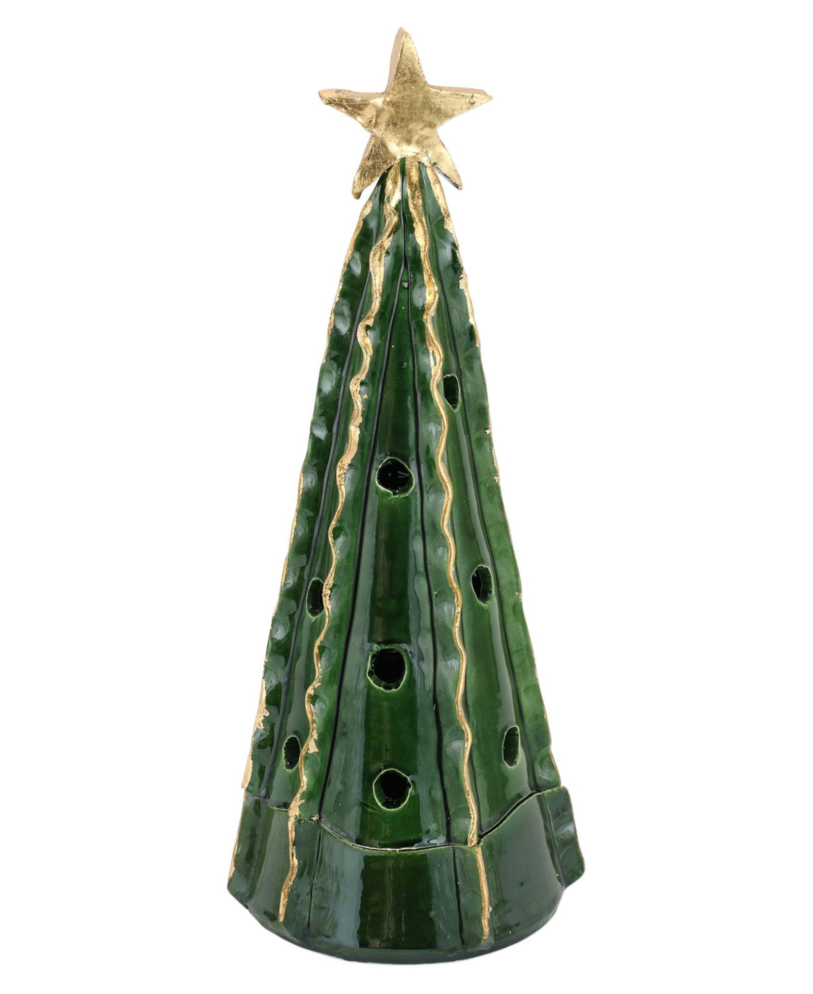VIETRI Foresta Green Large Tree with Ribbon Gold Star