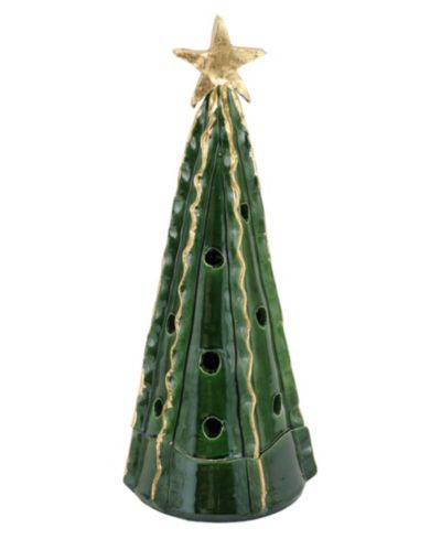 VIETRI Foresta Green Large Tree with Ribbon Gold Star