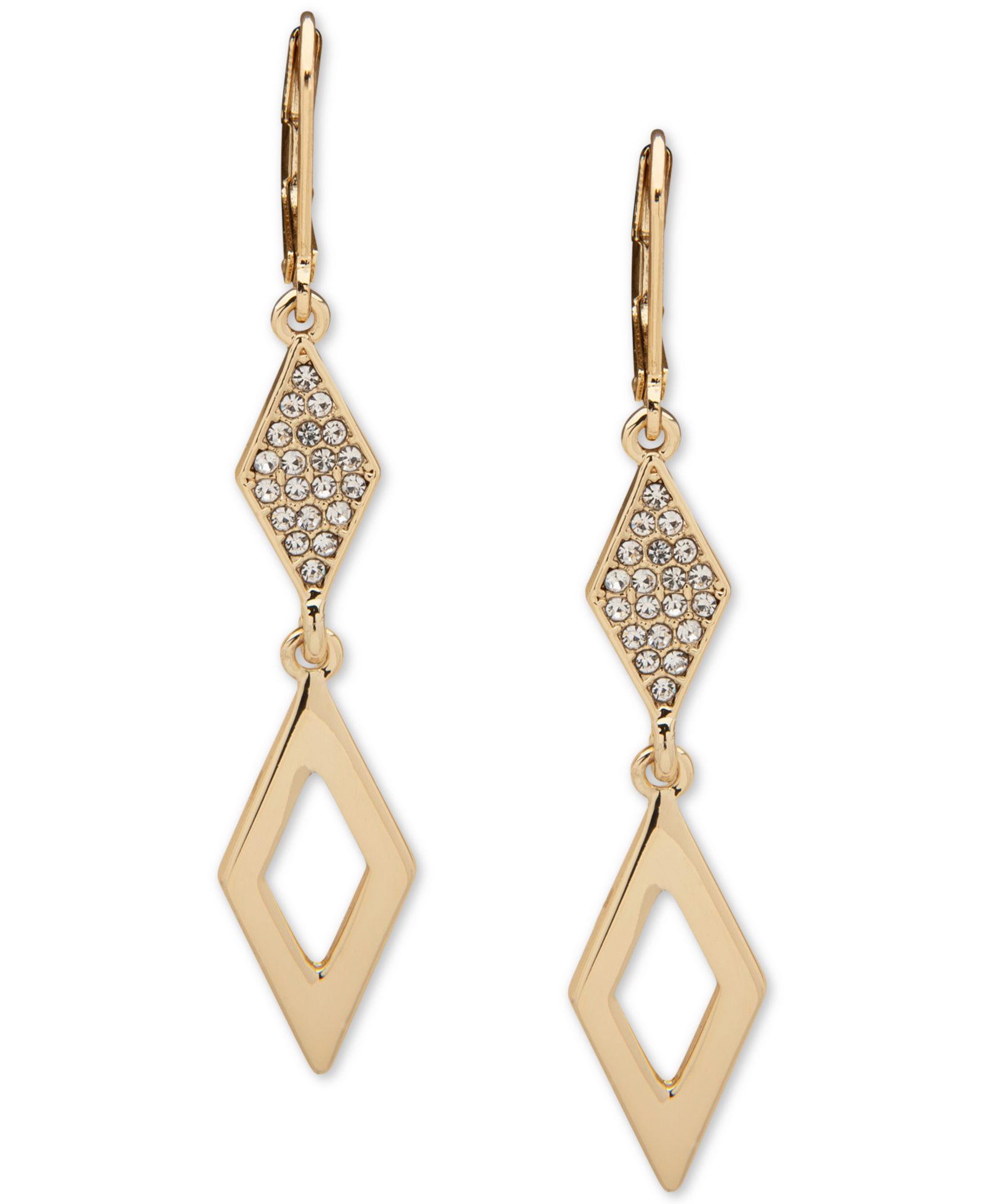Karl Lagerfeld Paris Gold-Tone Pavé Geometric Drop Earrings
