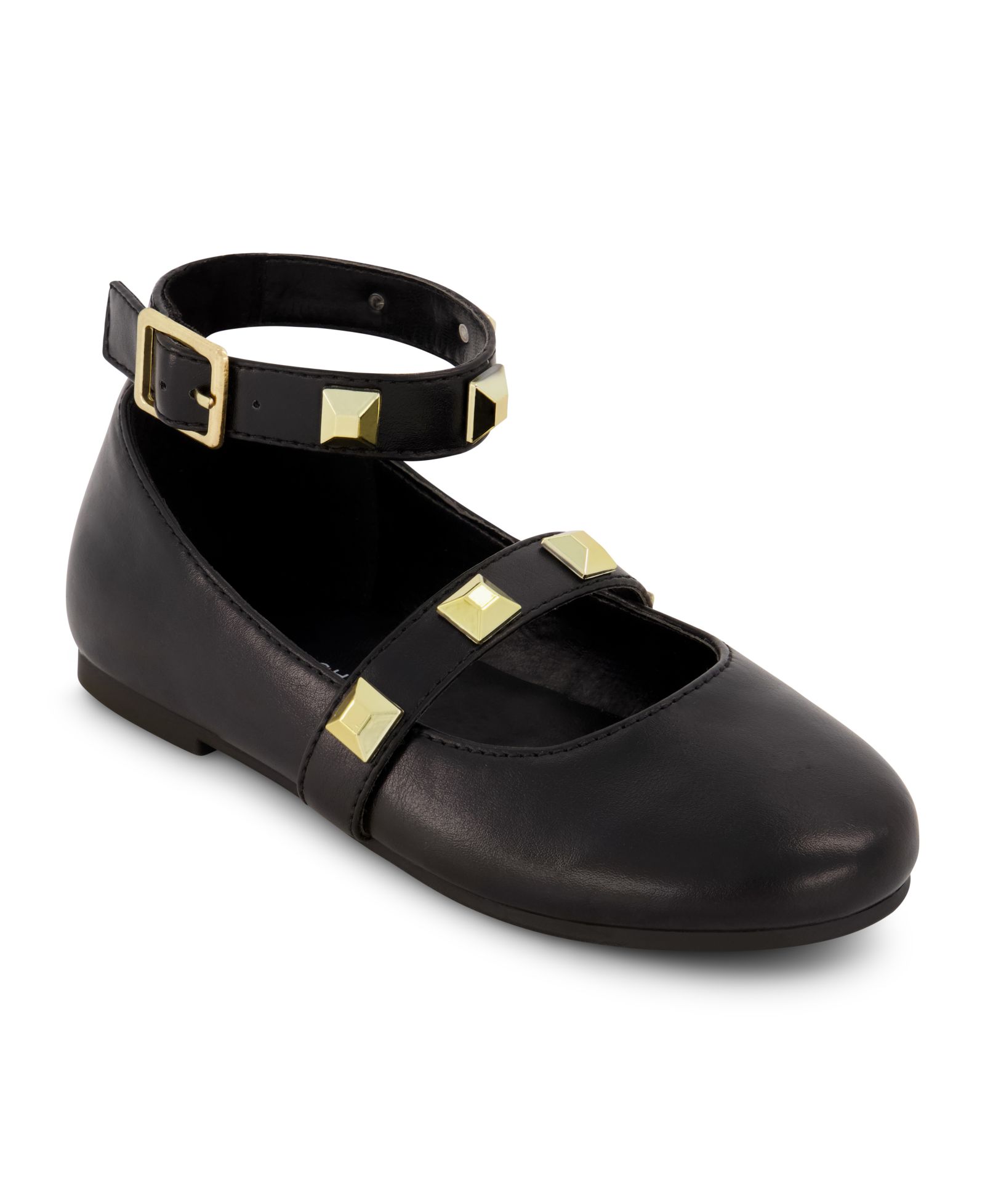 Marc Fisher Big Girls Ankle Strap Pyramid Stud Ballet Flats