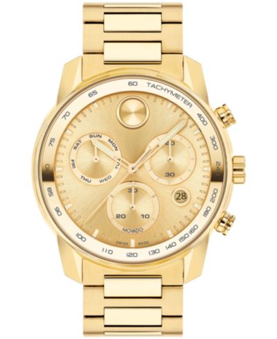 Movado Men's Bold Verso Yellow Ionic Gold-Tone Plated Steel Bracelet Watch 44mm