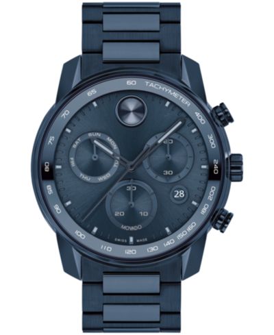 Мужские наручные часы Movado Bold Verso Dark Blue Ionic Plated Steel 44mm