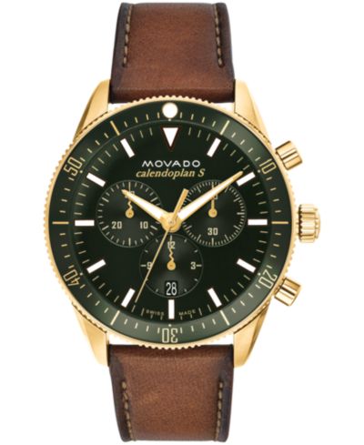 Мужские часы Movado Heritage Cognac Genuine Leather Strap 42mm