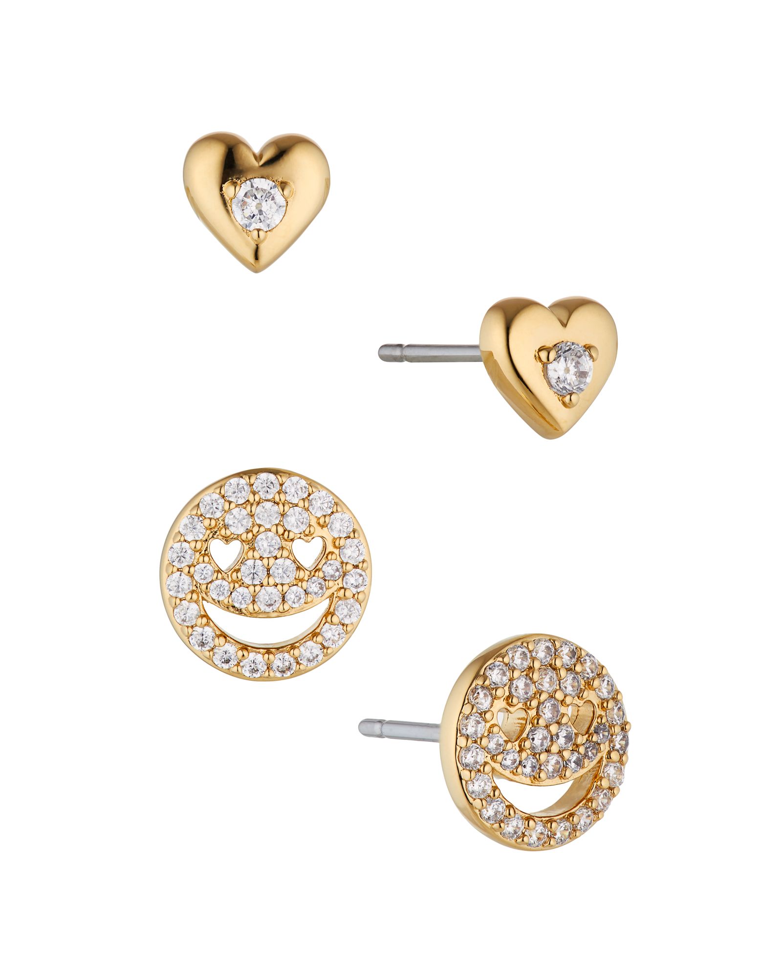 Набор серег AJOA Heart Shape Stud and Smiley Face, 4 Pieces