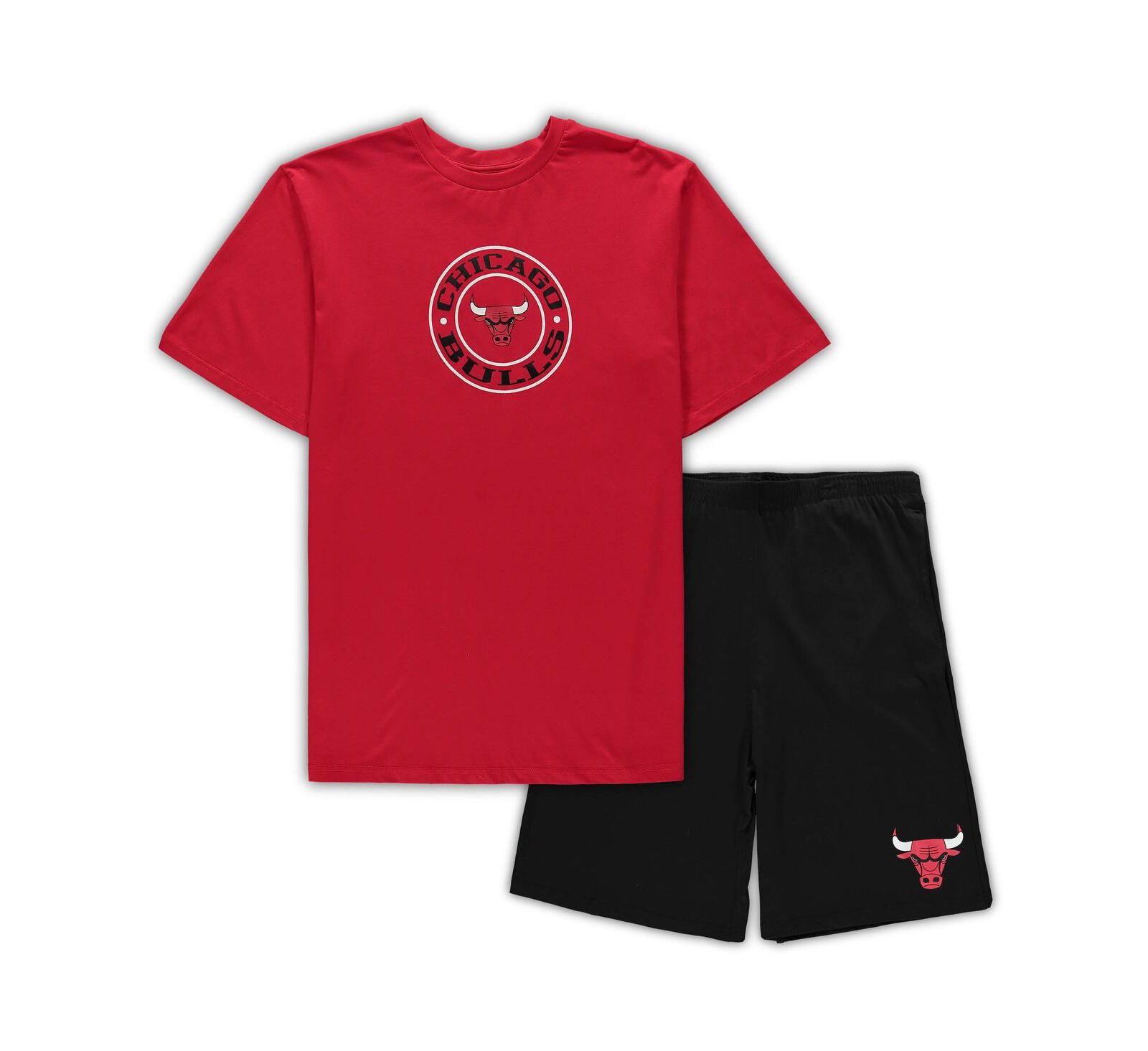 Men's Concepts Sport Red, Black Chicago Bulls Big and Tall T-shirt and Shorts Sleep Set