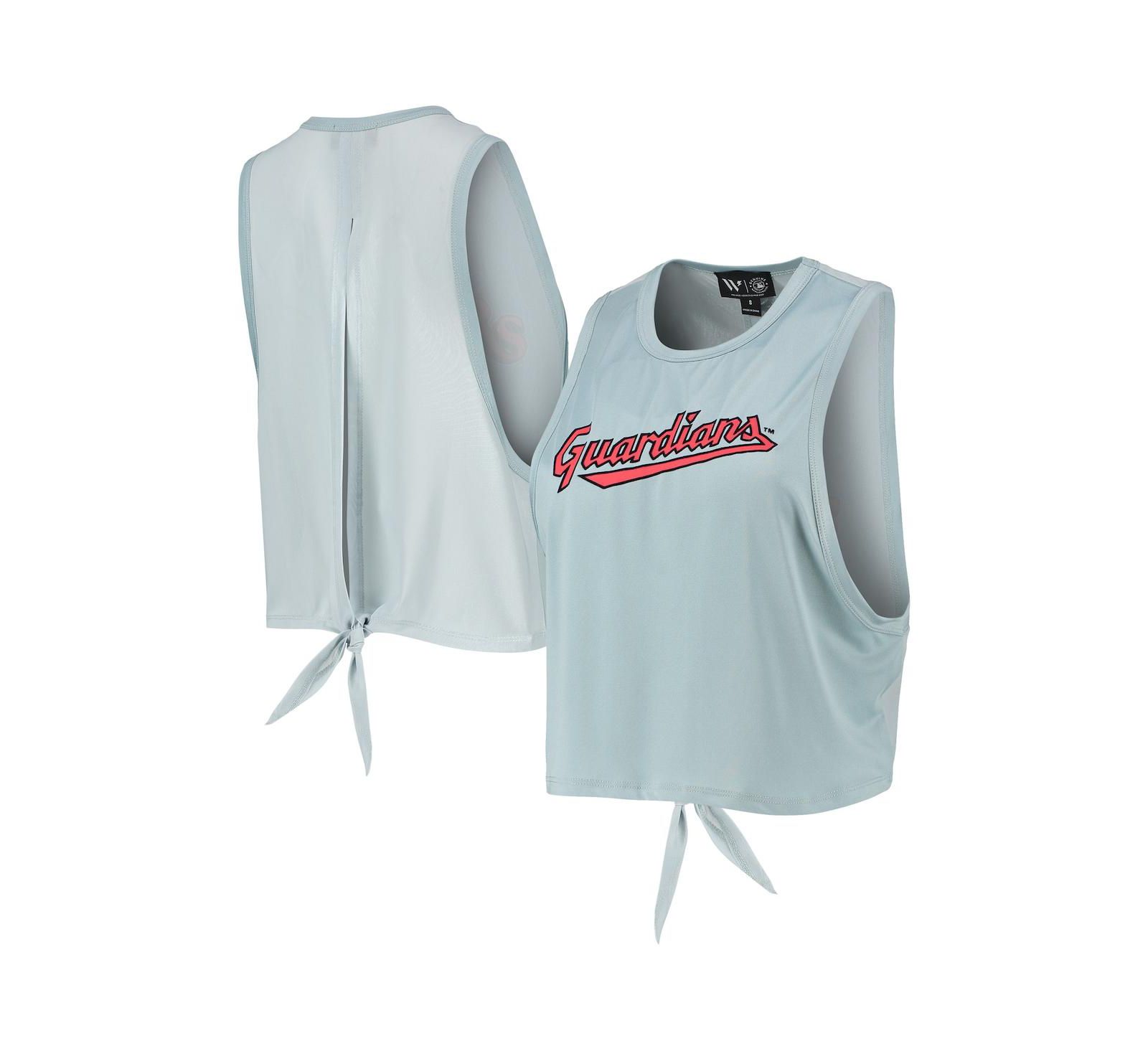 Женский топ The Wild Collective Light Blue Cleveland Guardians Open Back Twist-Tie Tank Top