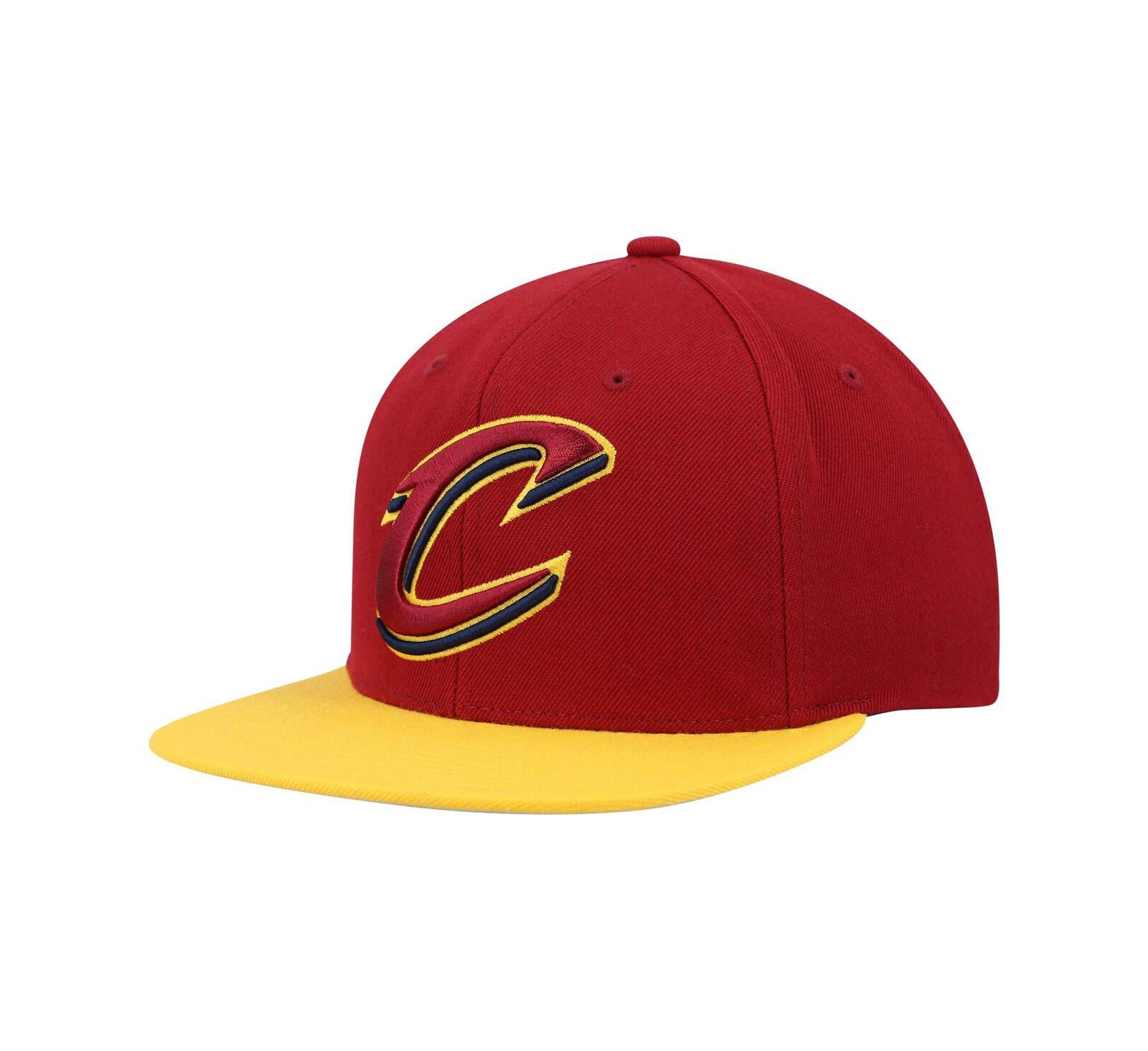 Men's Mitchell & Ness Мужская кепка snapback Cleveland Cavaliers двухцветная 2.0, винное и золотое