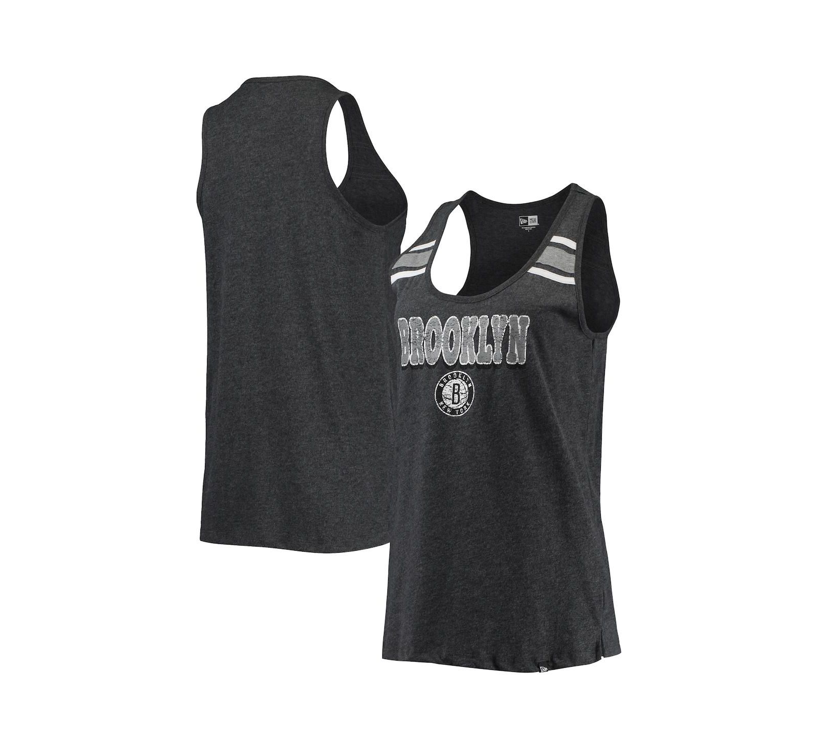 Женский майка New Era Heather Black Brooklyn Nets Scoop-Neck Racerback Tank Top