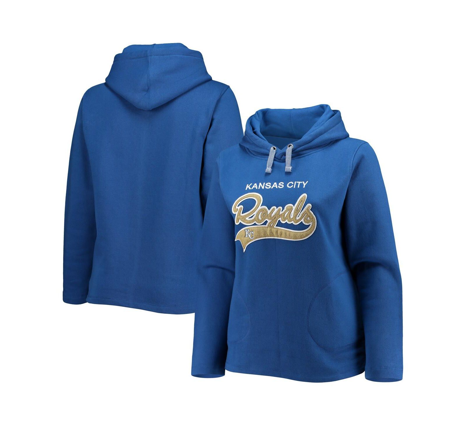 Women's Soft as a Grape Royal Kansas City Royals Plus Size Side Split Pullover Hoodie