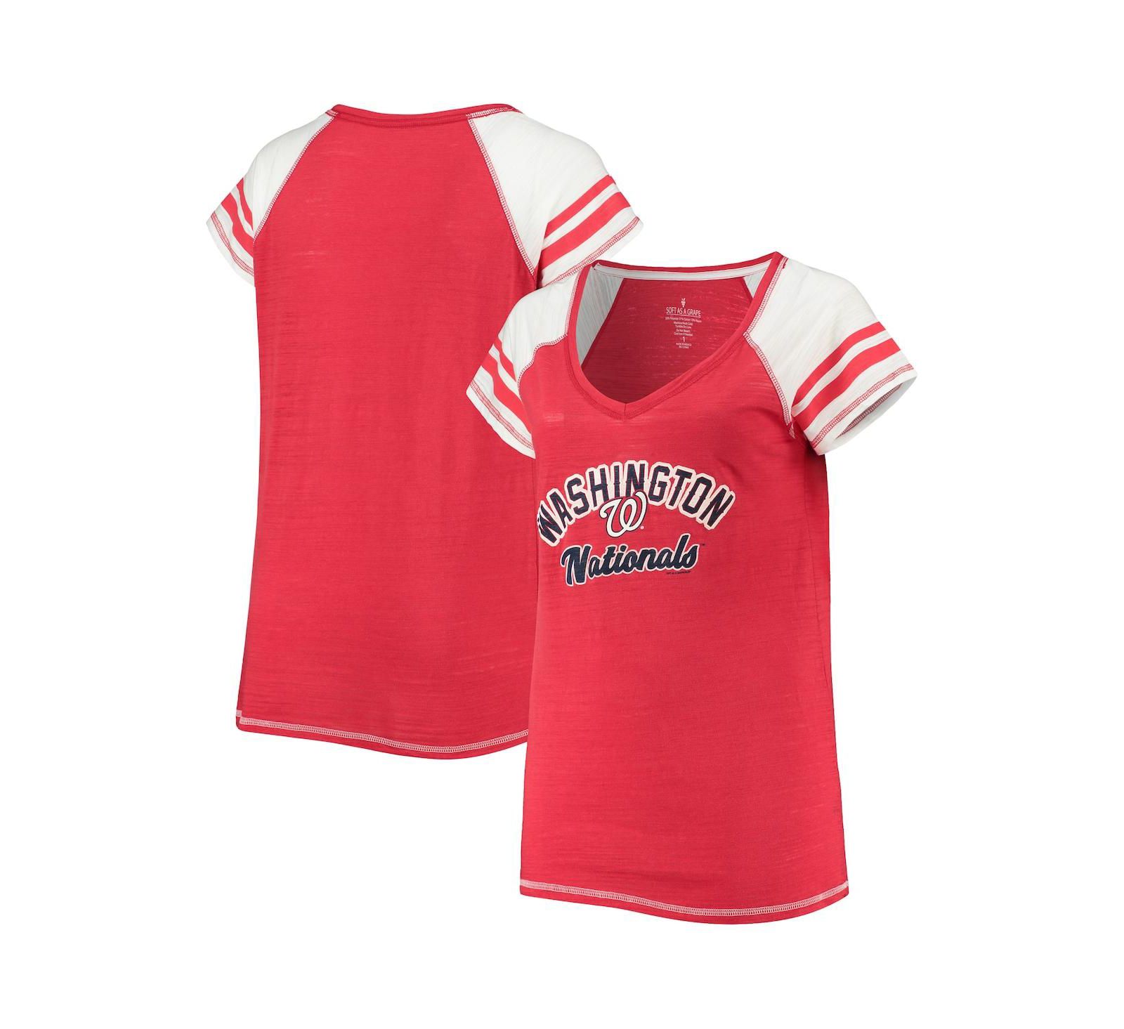 Женская футболка Soft as a Grape Washington Nationals, красная, V-образный вырез