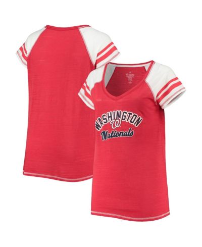 Женская футболка Soft as a Grape Washington Nationals, красная, V-образный вырез