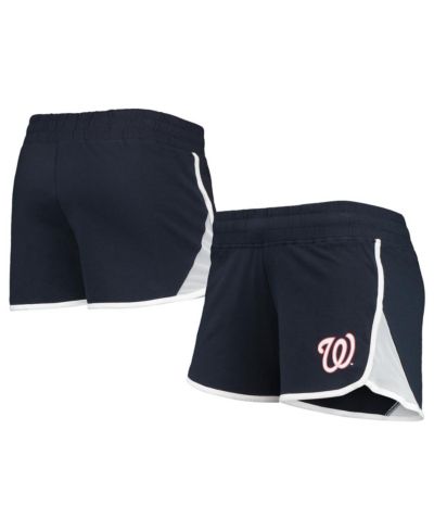 Women's New Era Navy Washington Nationals Stretch French Terry Shorts