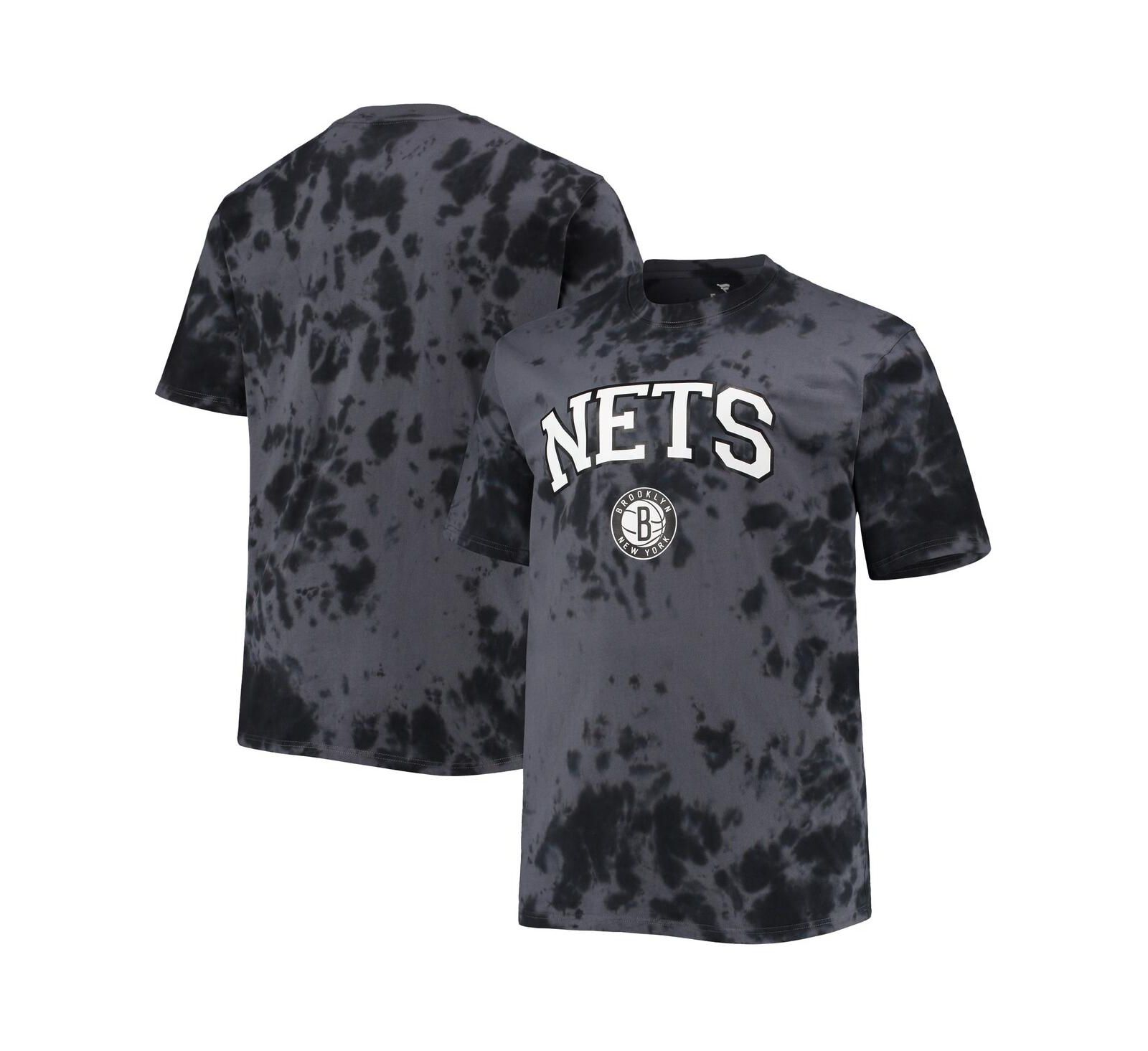 Мужская футболка Profile Brooklyn Nets Big and Tall Marble Dye Tonal Performance, Black