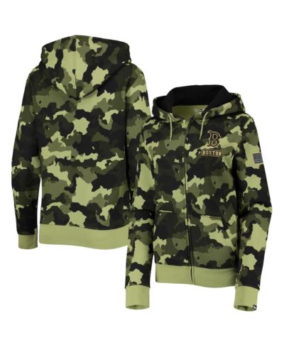 Women's New Era Green Boston Red Sox 2022 MLB Armed Forces Day Camo Full-Zip Hoodie