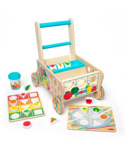Melissa and Doug Деревянная игрушка-тележка для сортировки фигур и пазлы