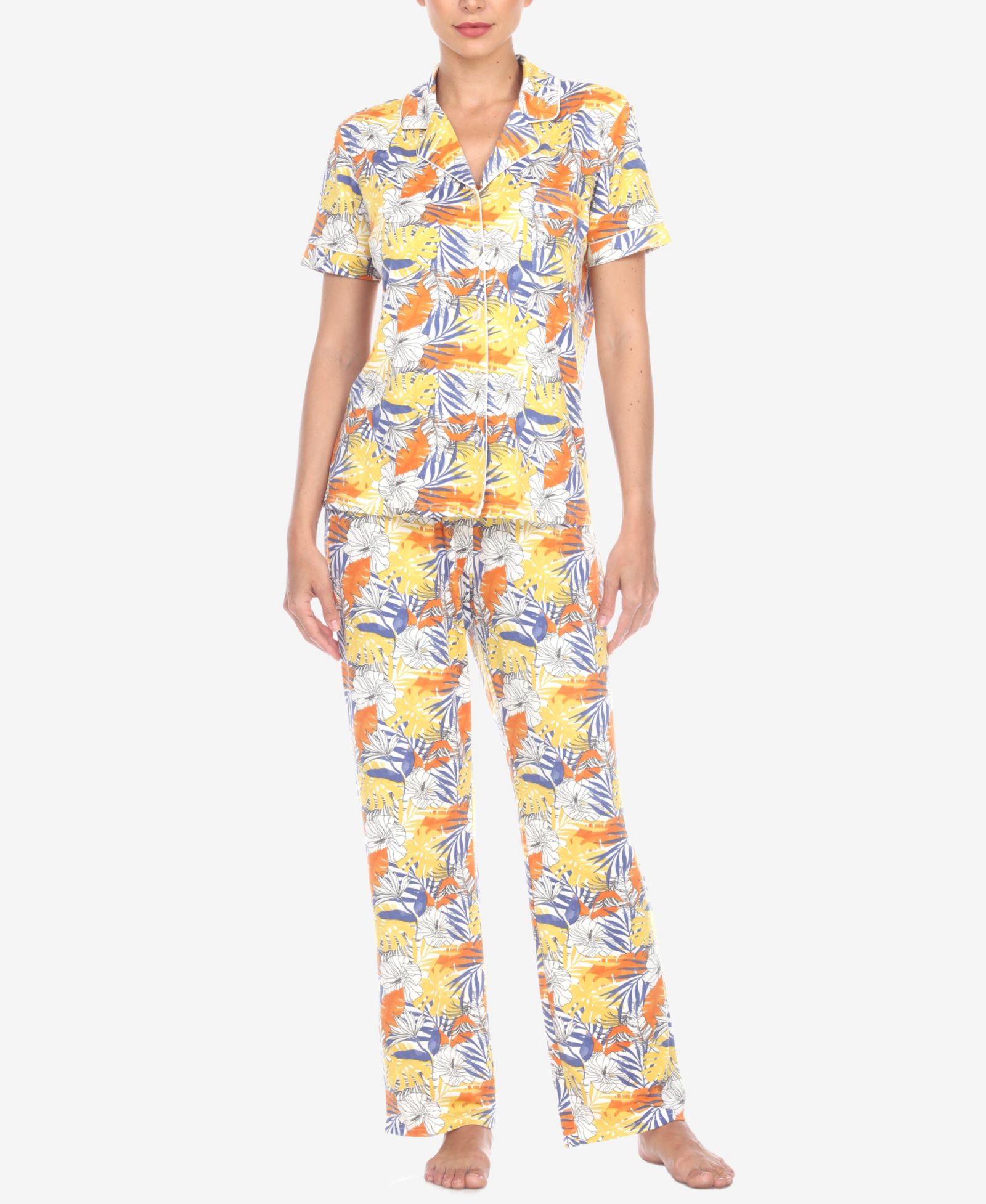 White Mark Женский 2 Piece Tropical Print Pajama Set