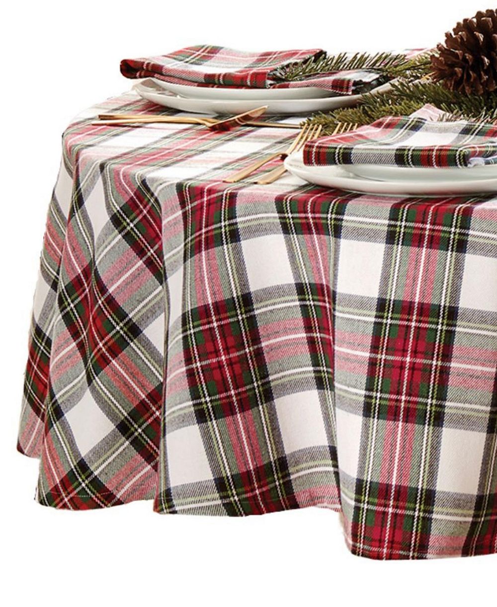 Elrene Christmas Classic Holiday Plaid Tablecloth, 70" x 70"