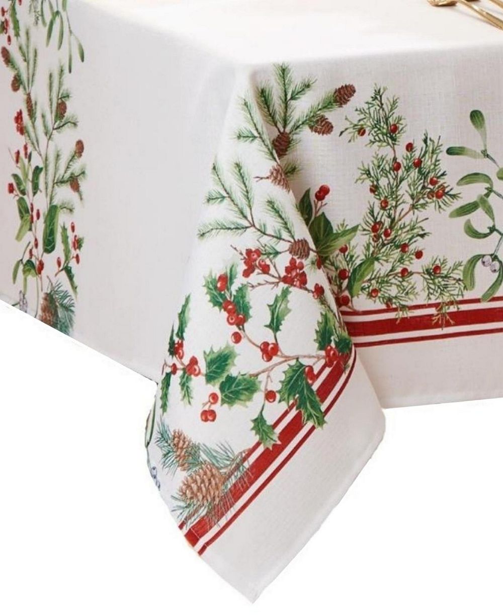Elrene Winter Holiday Berry Fabric Tablecloth, 120" x 60"