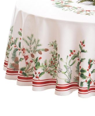 Elrene Winter Holiday Berry Fabric Tablecloth, 70" x 70"