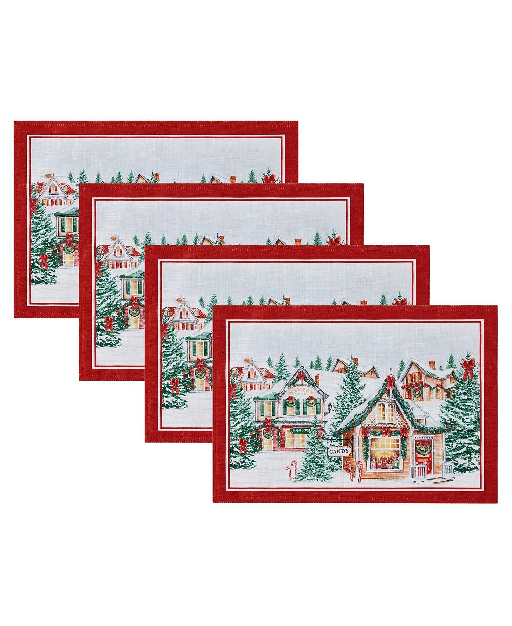 Elrene Storybook Christmas Village праздничный набор салфеток из 4 предметов, 19" x 13"