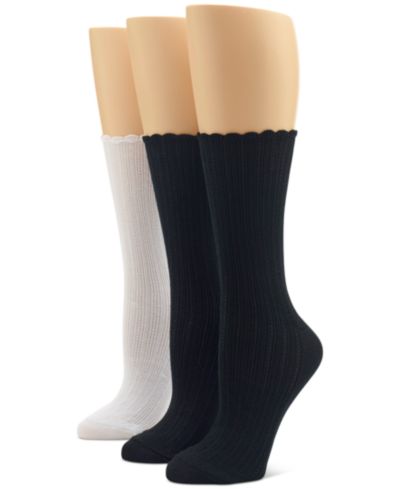 Женские носки Hue 3-Pk. Scalloped Pointelle Crew