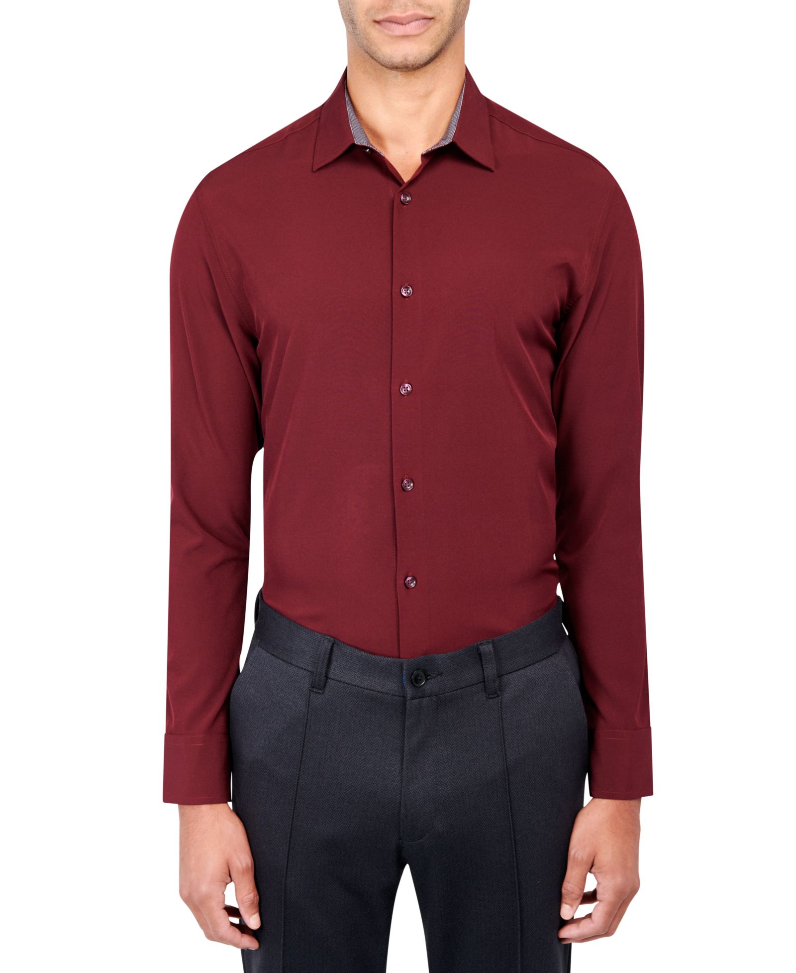 Мужская рубашка Slim Fit Solid Performance Stretch Cooling Comfort