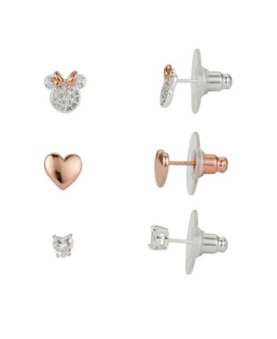 Серьги Disney Minnie Mouse с кубическим цирконием, 14K позолота, набор из 3 шт