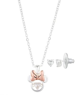 Комплект из 3-х предметов Disney Cubiz Zirconia Minnie Mouse Necklace и Earring в позолоте 14K Gold Flash Plated (0.43 ct. t.w.)