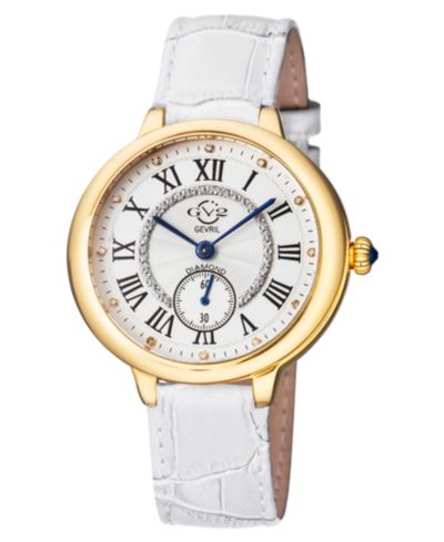 GV2 by Gevril Women's Rome Swiss Quartz Calfskin Leather Strap Diamond Watch