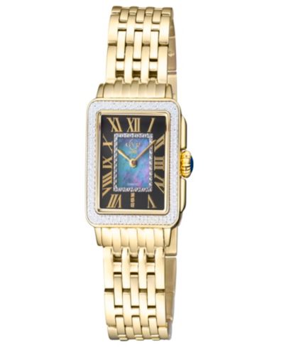 GV2 by Gevril Women's  Padova Swiss Quartz IP Gold Stainless Steel Bracelet Diamond Watch