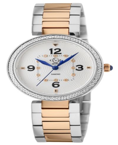 GV2 by Gevril Women's Piemonte Swiss Quartz Two-Tone SS/IPRG Stainless Steel Bracelet Diamond Watch