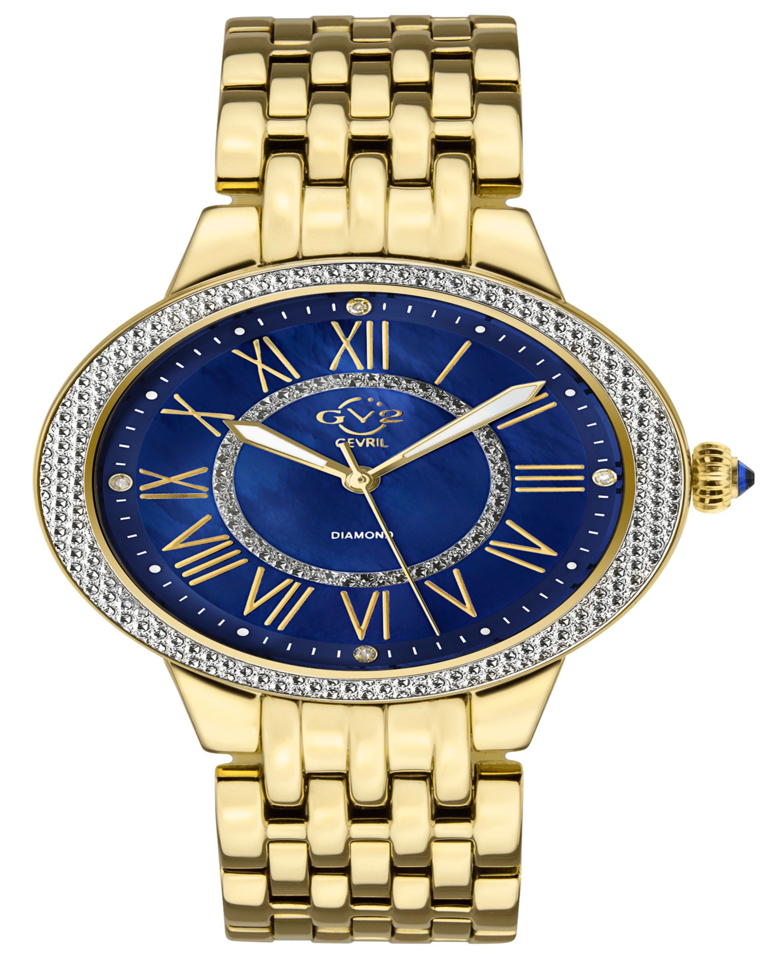 GV2 by Gevril Women's Astor II Swiss Quartz IP Gold Stainless Steel Bracelet Diamond Watch