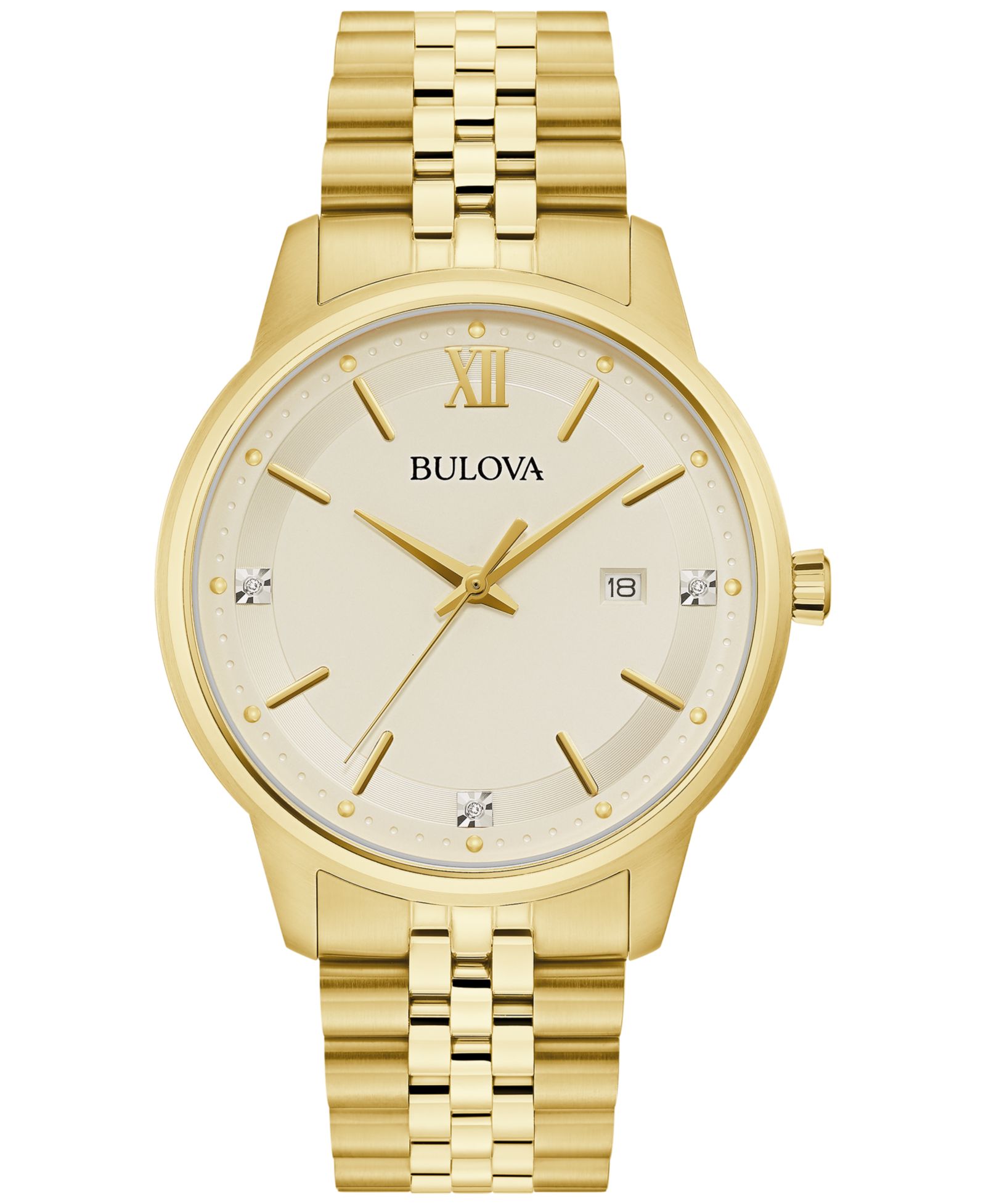 Bulova Men's Classic Diamond Accent Gold-Tone Stainless Steel Bracelet Watch 41mm