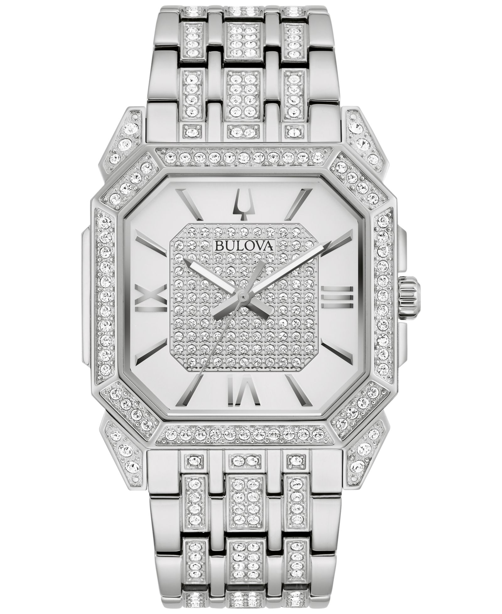 Bulova Мужской Crystal Octava Stainless Steel Bracelet Watch 40mm