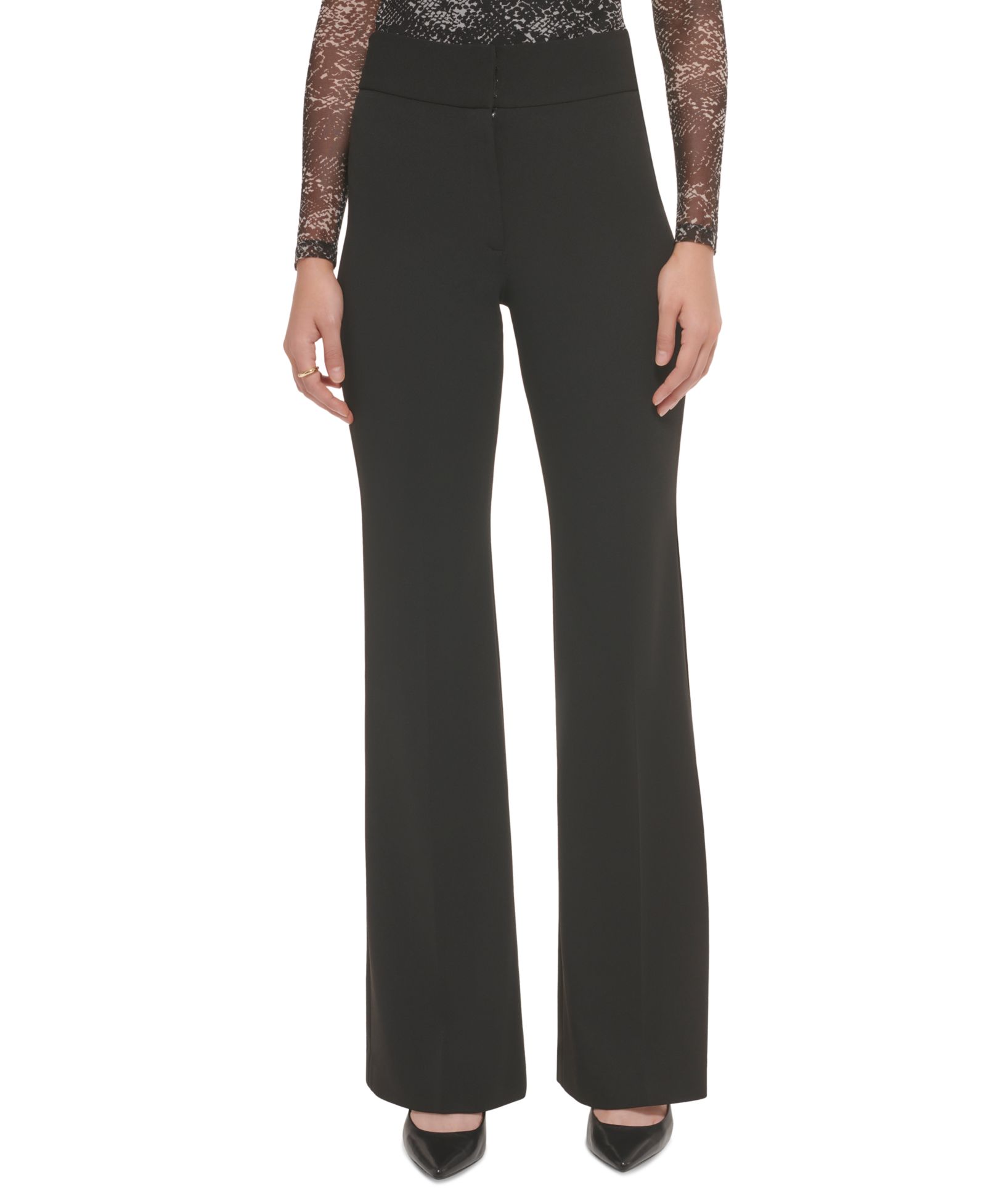 DKNY Polished High-Waist Wide-Leg Trousers