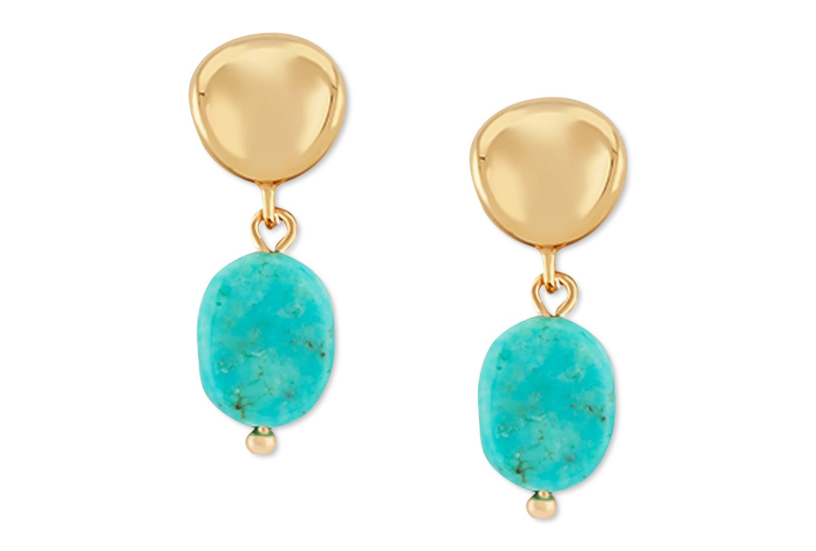 Turquoise & Nugget Sculptural Drop Earrings in 14k Gold
