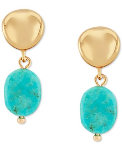 Серьги-подвески, бирюза и золотые вставки, 14k Gold