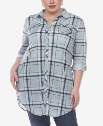 White Mark Plus Size Plaid Tunic Top
