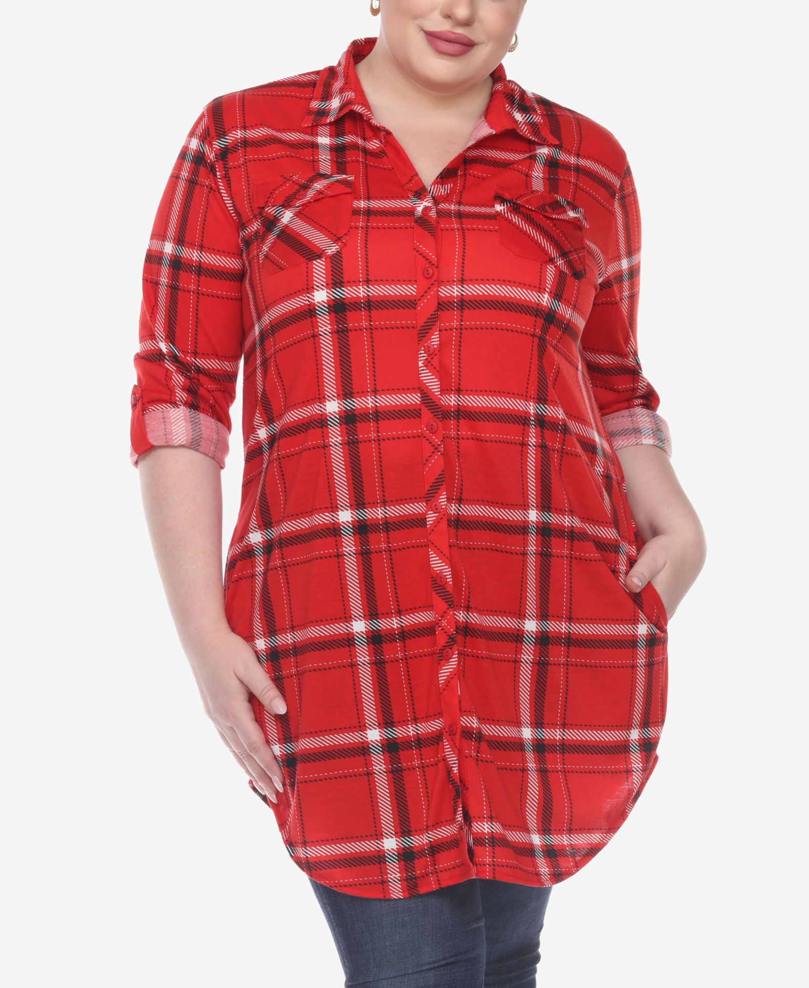 Женский туник-топ White Mark Plus Size Plaid