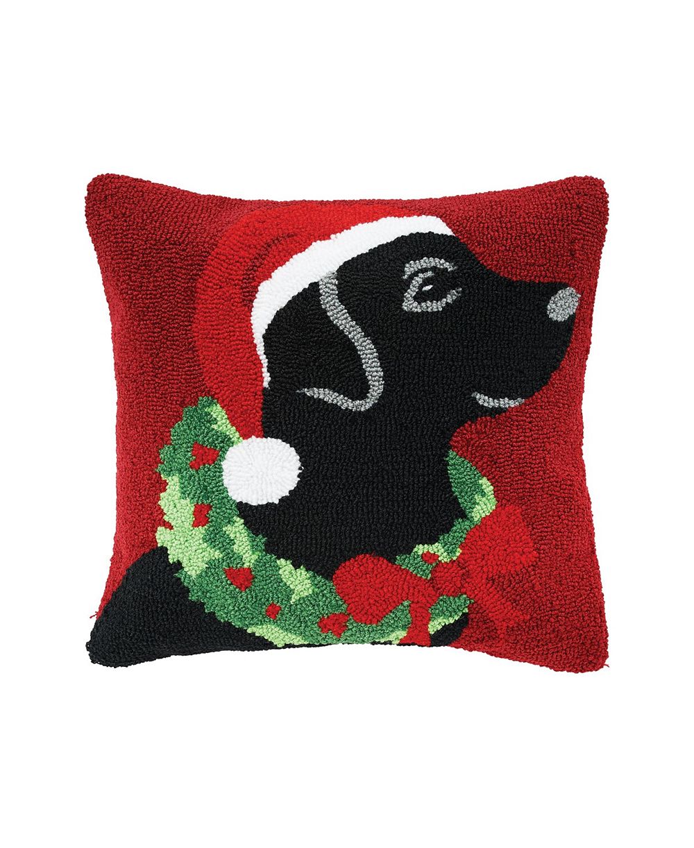 Lab & Wreath декоративная рождественская подушка 18" x 18"